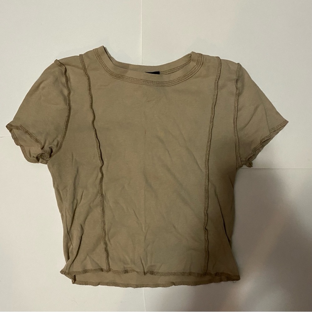 🩵Forever 21 tan stitched crop